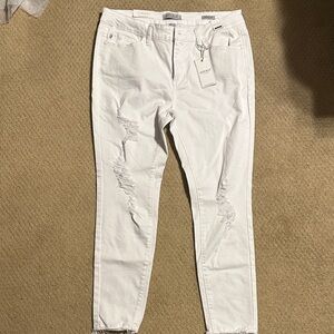 Judy Blue Crisp White Ripped Skinny Jeans